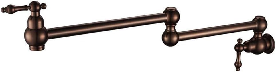 Antique Traditional Pot Filler Wall Mounted 360 Degree Rotating Retractable Extension Folding Kitchen Sink Tap Cold Water Tap 2 Handles Brass Oil Rubbed Bronze