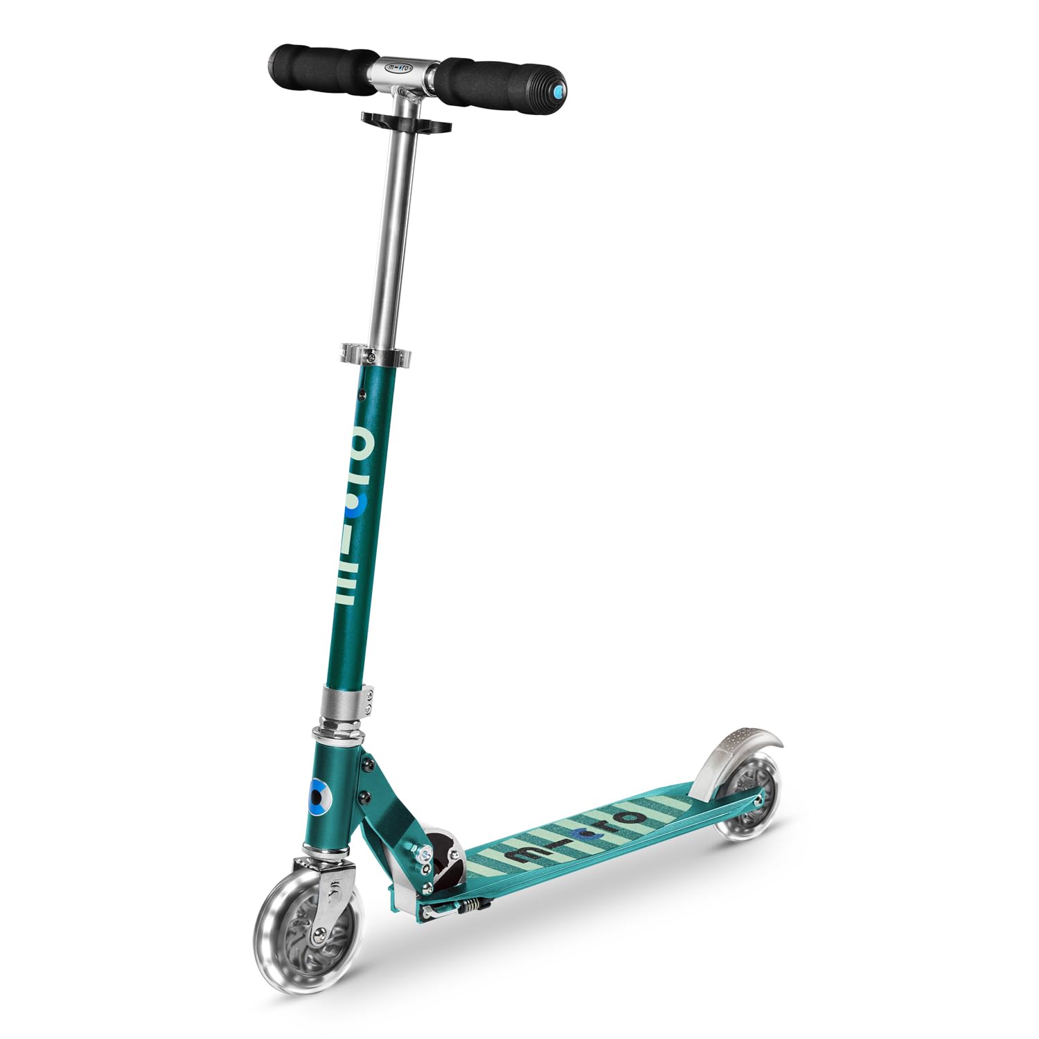 Micro Scooters | Micro Sprite Classic LED Children's Scooter | Handlebar Adjustable | Light Up Wheels | Foldable | Kickstand | 5 to Teen | Boys & Girls | Aqua
