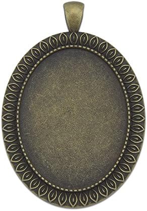 30x40mm Oval Sunflower Pendant Tray Blank Base fit 30x40mm Oval Cabochon Pack of 20 (Antique Bronze)