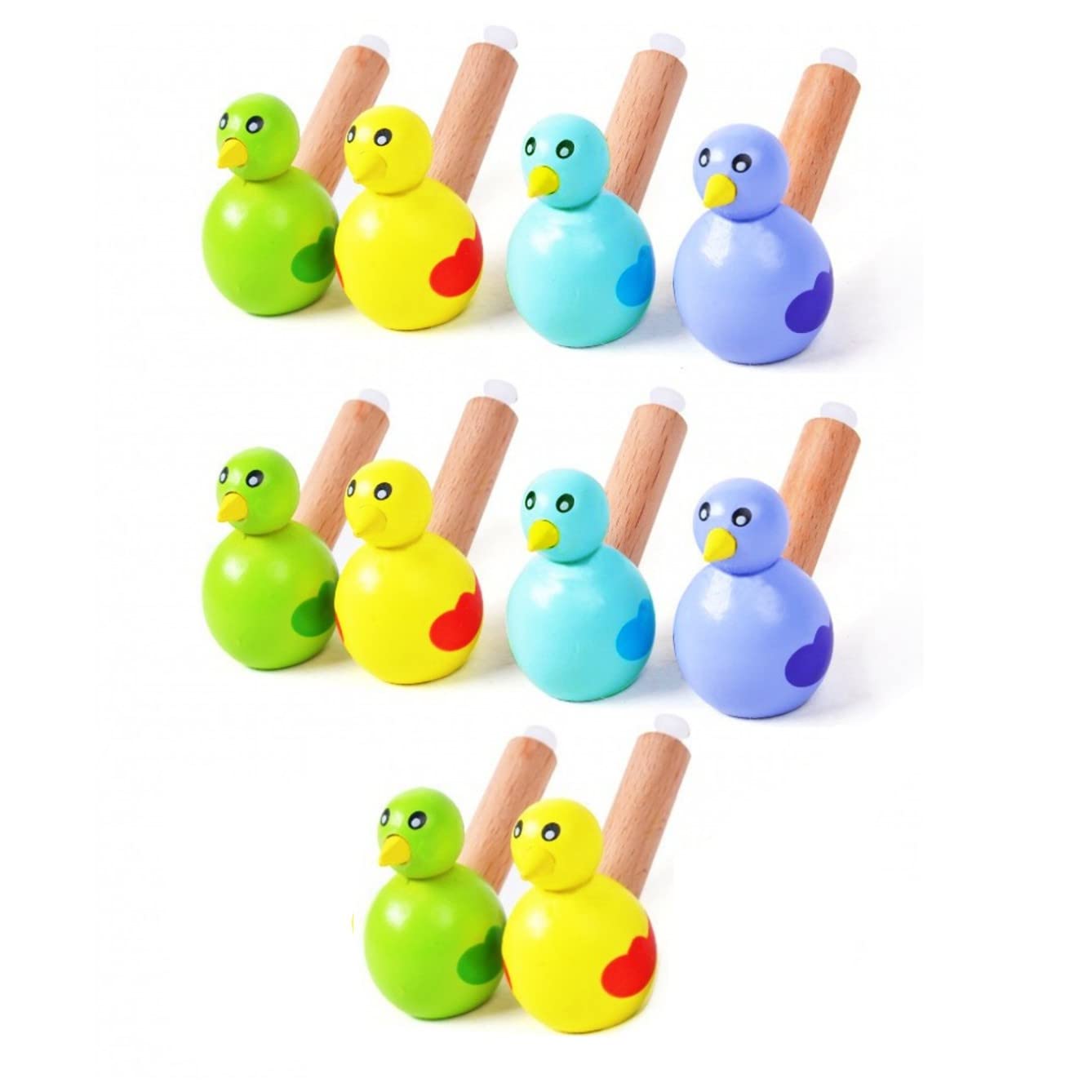 CCHAMP 10x Multicolour kids wooden whistles for party favours, wood bird Whistle toy for kids gift, Children's Wooden Pipes, Party Horn Blower blowouts Noise Maker Kids Party Bag fillers