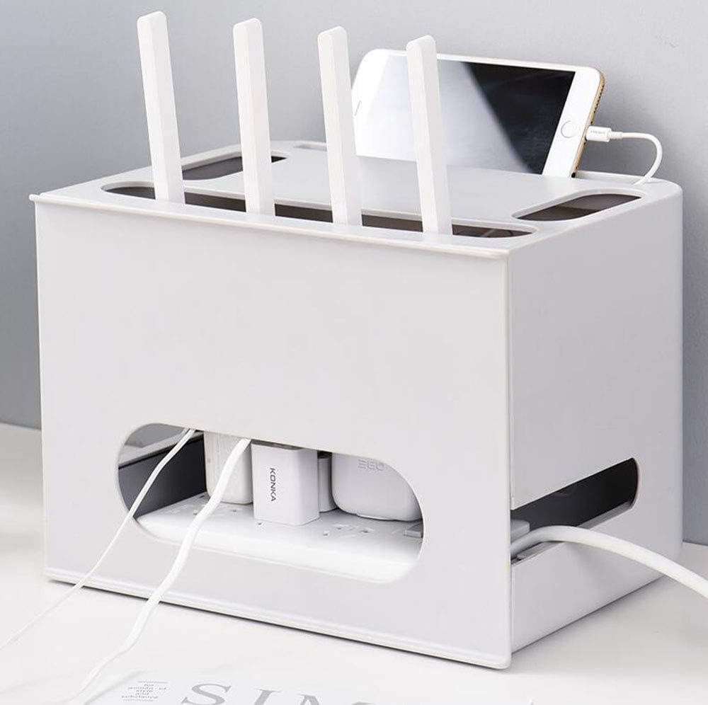 FEN HOME Floating TV Set-top Box Shelf Wireless Wifi Router Storage Box Wall-mounted Occlusion Box Shelf Set-top Box Shelf White