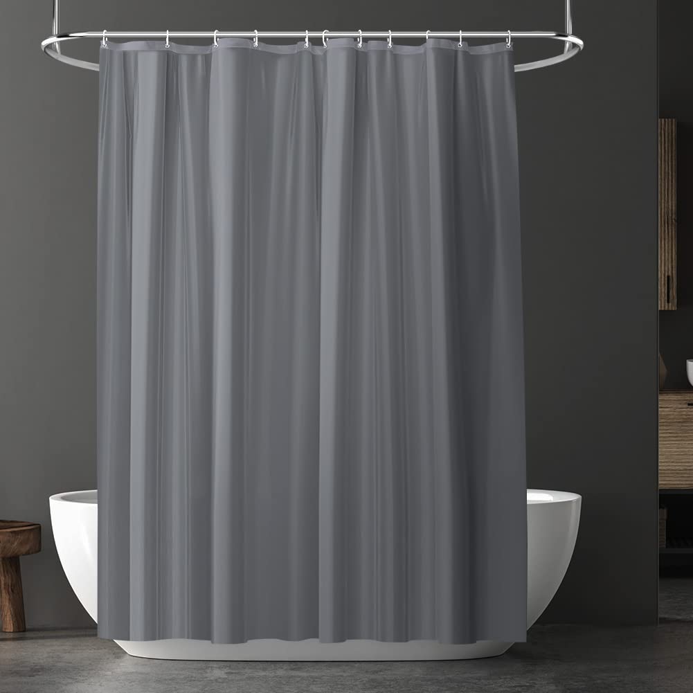 URAQT Shower Curtain Anti Mould, Upgrade PEVA Waterproof Bath Curtains, Mildew Resistant Bathroom Shower Curtains with 12 Hooks, Grey Bathtub Curtains with Metal Rustproof Eyelets, 180 x 180 cm — image 1