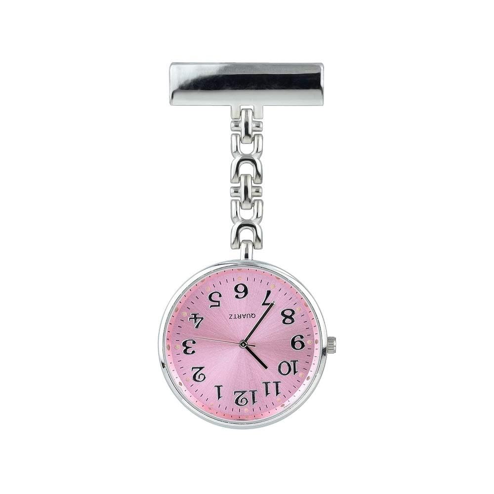 WINKLES Silver and Pink Nurse Fob Watch Gift Set | Portable Paramedic Brooch Pocket Watch with Clip