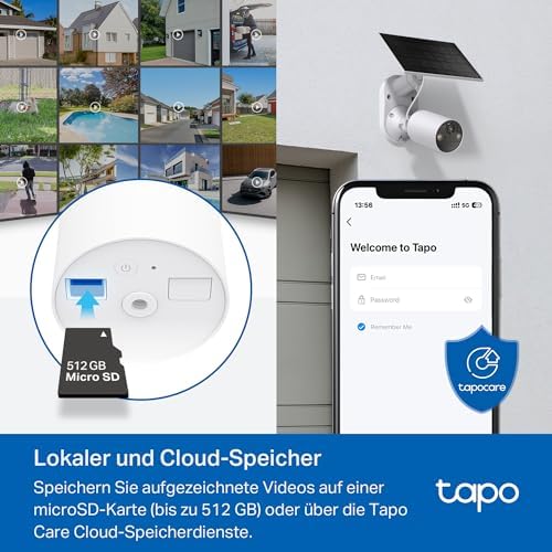 C410 KIT Solar Überwachungskamera Aussen Akku, 2K 3MP, Farbnachtsicht, MicroSD-Speicher, 6400-mAh Nicht entfernbarer Akku, Zwei-Wege-Audio, Personenerkennung, Alexa&Google Assistant, 2,4 GHz