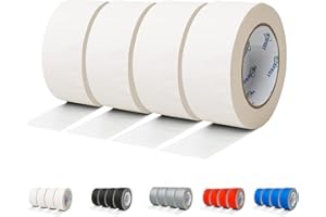 Fetefest White Gaffer Tape 4 Pack Bulk, Heavy Duty, 2" x30Yards, Professional Grade Gaffers Tape White, Non-Reflective No Residue Hand Tear Self-Adhesive, Multiple Purposes (White, 4 Rolls)