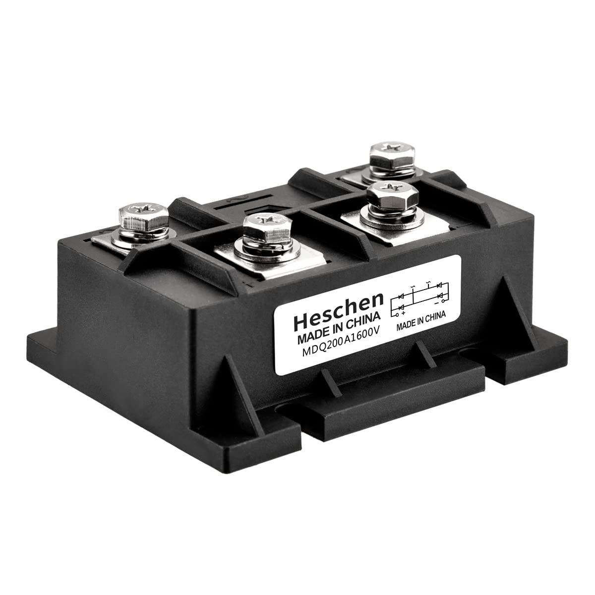 Heschen Single Phase Bridge Rectifier, MDQ-200A, 200A 1600V, 4 Screw Terminals