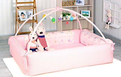 Vesuvius Children Baby Play Mat, Baby Nap Mat, Tummy Time Mat, Toddler Crawl Playmat Bumper Bed Pillow Bedding sets, Mattress, Arch, Pack of 5 (Pink)