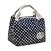 KANGMOON Reusable Lunch Bags for women Insulated Cold Canvas Stripe Picnic Carry Case Thermal Portable Lunch Bag (Navy)