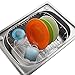 iPEGTOP Small Sink Dish Drying Rack with Rubber Feet, Kitchen Stainless Dish Drainer Organizer Over/In the Sink for Drying Glasses Bowls Plates