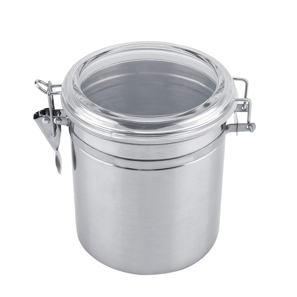 Airtight Coffee Container,Stainless Steel Vacuum Eco-friendly Coffee Container Silica Seal Sealed Storage Jar with Transparent Cover for Sugar Tea Bean Nuts etc(1400ml)