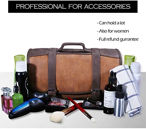 VANCASE Hanging Toiletry Bag for Men Leather Shaving Kit/Bathroom Shower Dopp Bag/Travel Accessories Organizer/Great Gift 7 VANCASE Hanging Toiletry Bag for Men Leather Shaving Kit/Bathroom Shower Dopp Bag/Travel Accessories Organizer/Great Gift