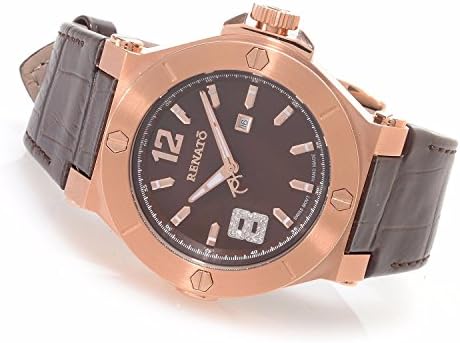 Renato Women’s Beauty Swiss Quartz Diamond Accented Leather Strap Watch TW-5157R7-1