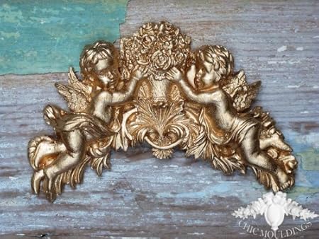 Furniture Applique Shabby Chic Moulding Appliques Gold Cherub