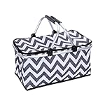 Sprucebay Insulated Picnic Basket - Strong Aluminum Frame - Collapsible Design for Easy Storage - Take it Camping, Picnicking, Lake Trips, or Family Vacations - Keeps Food Cold