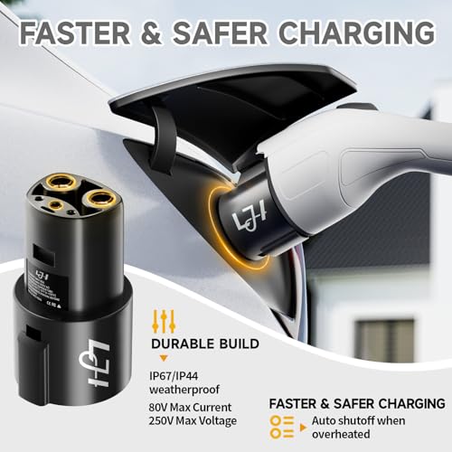 LJH J1772 to Tesla Charger Adapter, Max 80A/240V – J1772 to NACS Adapter for Tesla Model 3/Y/X/S/Cybertruck and All Electric Vehicles in the NACS Alliance