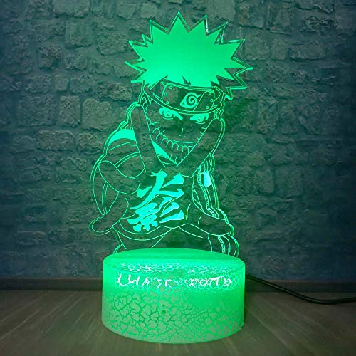 3D Figure Uzumaki Naruto Night Light LED Illusion Desk Table Lamp 7 Color Changing Bedside Decorativ