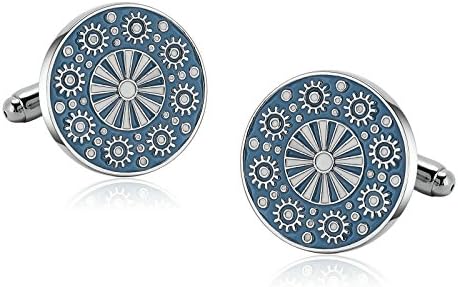 Coniea 1 Pair Stainless Steel Cuff Links Mens Designer Engraved Clouds Flower Round