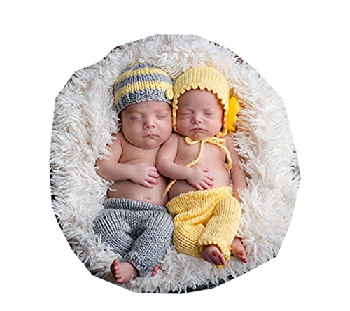 Pinbo Baby Twins Boys Girls Photography Prop Crochet Knitted Hat Pants
