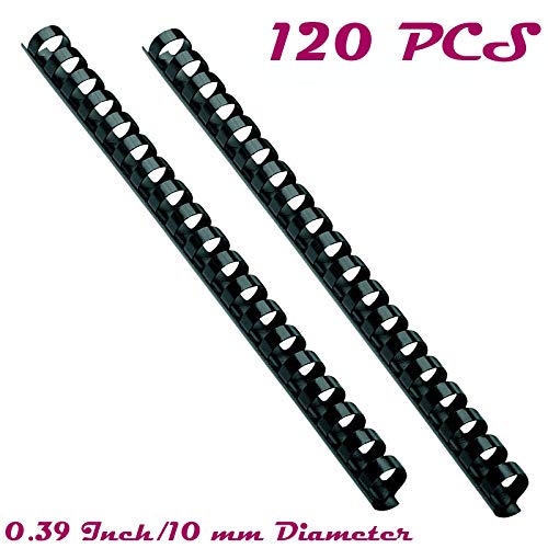Agreatca 120 Plastic Comb Binding Spines,Twin Loop Binding Wires,Binding Combs,Rigid PVC Binding Combs(0.39 Inch/10 mm Diameter, Black,21 Sheets)