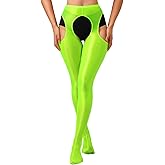 ChiaoLezhee Sexy Shiny Tights, Sheer High-Waisted, Suspender Pantyhose For Women Rave Party Outfits Leggings Pants Exotic