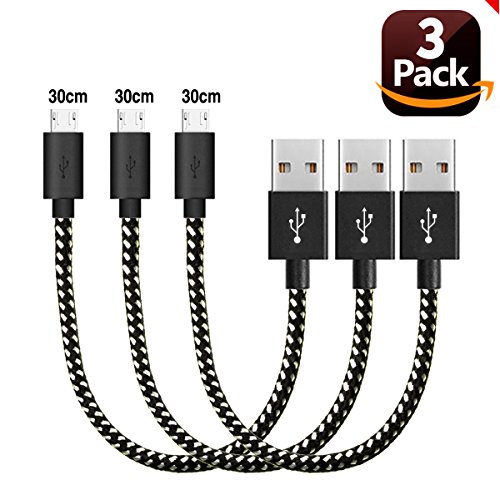 3Pack - 1ft Micro USB Cable, AOSOK Premium Short Nylon Braided High Speed [Fast Charger] Android Charger Cables for Galaxy S7/S6/S5,Note 5/4/3,HTC,LG,Nexus Sony and more (3X1ft(30CM)) - Thumbnail 7