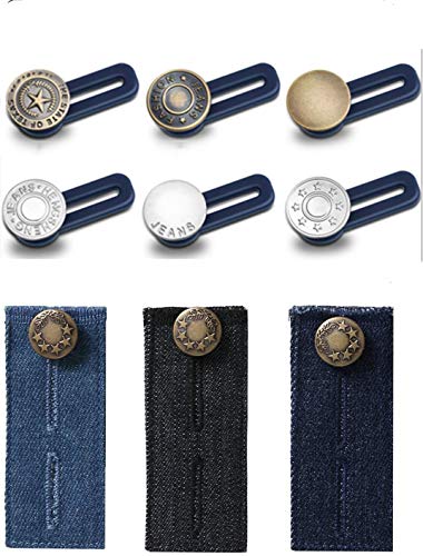 9PCS Waistband Extenders Jeans Button Extender Elastic Rubber Metal Button Button Waist Extender, Pants Waist Extender for Women Men Jeans Skirts Trousers