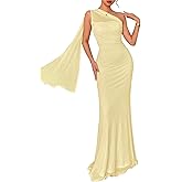 Verdusa Women's Off The Shoulder Wedding Guest Dress Mesh Graduation Maxi Dresses with Strap
