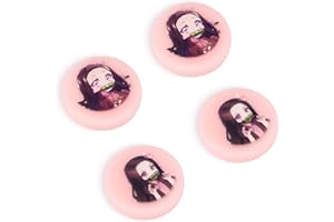 DLseego Kamado Nezuko 4PCS Thumb Grips Caps for Switch/Switch OLED/Switch Lite Soft Silicone Joy Con Joystick Cover Protective Japanese Amine Cartoon Analog Button Caps - Pink