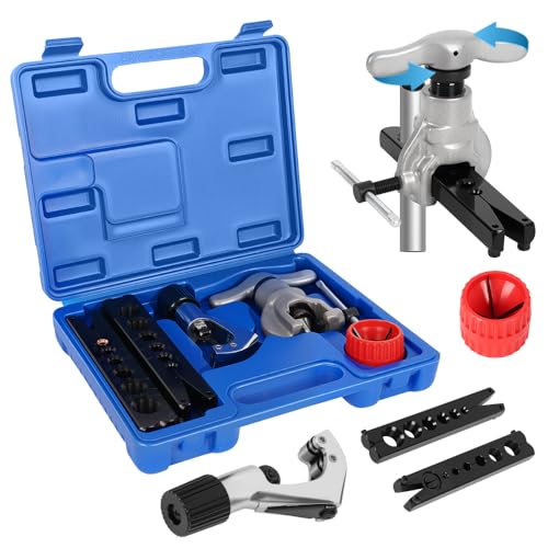 Flangeador Excêntrico, Cortador E Escariador 1/4 a 3/4, Kit Flangeador Excêntrico Sem Catraca, com Cortador de Tubos, Pode Ser Usado para Expandir Tubos de Cobre, Fangeador Excêntrico