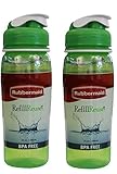 Rubbermaid Refill, Reuse 20-Ounce Chug Bottle, 1 Pack of 2 Green Bottles