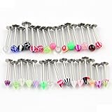 30 PCS Assorted stainless Steel Labret Lip Chin Bar Ring Piercing 1.2mm Bar 16G Multicolor spike ball