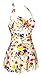 One Piece Floral Ruched Halter Push Up Slim Tummy Control Tankini Swimdress,Asia 2XL/US 6-8 (fast ship),Red