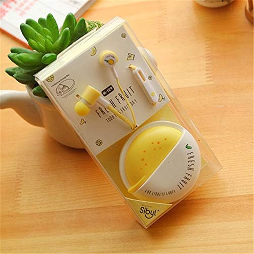HNTLY Headphones Macaroon Cute Girl Earbuds With Micro Storage Box Yellow