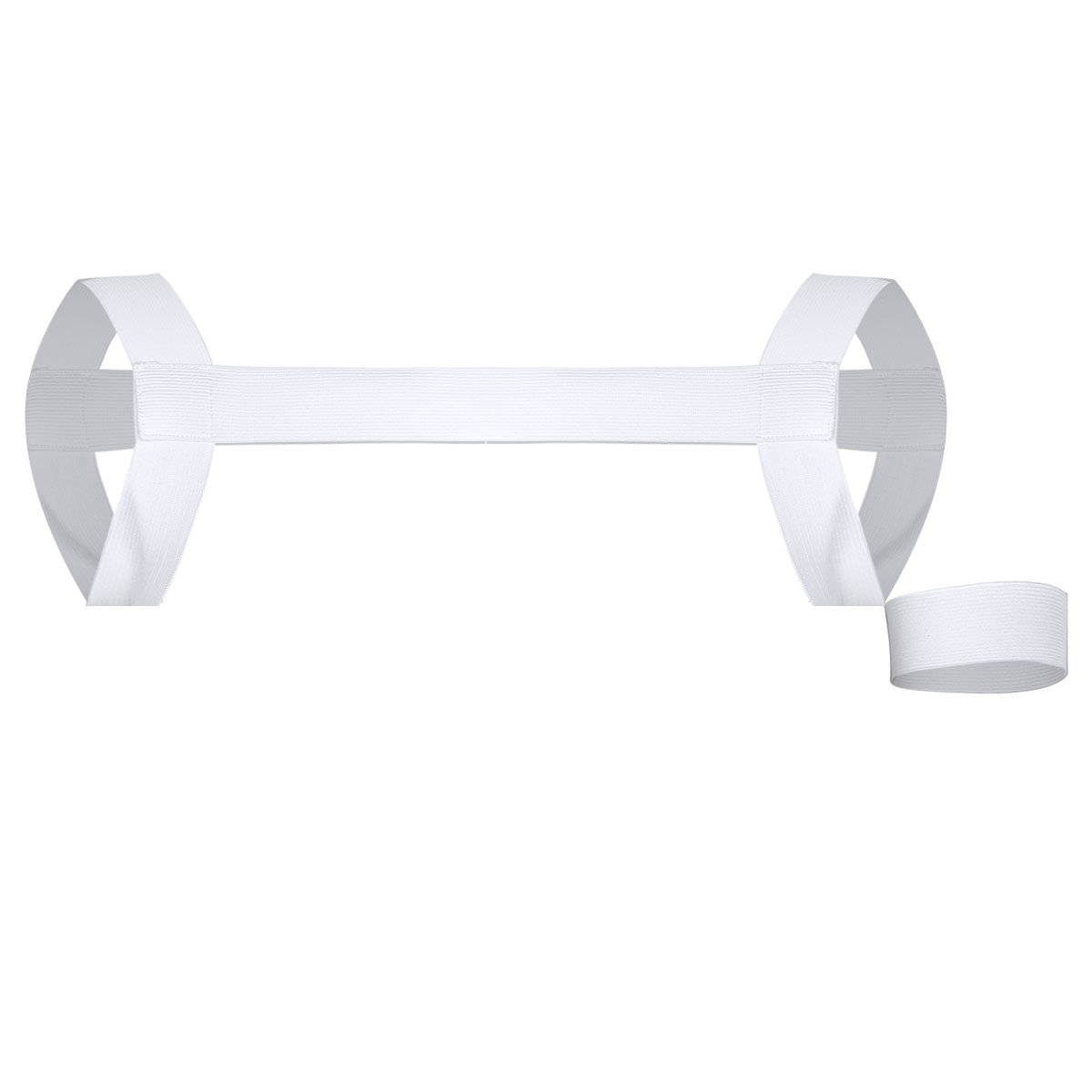 dPois Men's Elastic Shoulder Support Brace Muscle Body Chest Harness Belt with Arm Band White One Size