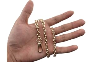 HAHIYO Mini Pochette Purse Chain Strap Thin Wide 6mm for LV Length 15.7 Inches Thick 2mm Shiny Gold for Handbag Wallet Clutch Comfortable Flat Metal Strap 1 Pack
