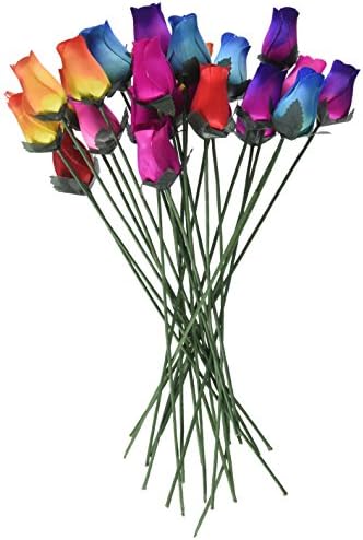 2 Dozen 24 Mixed Color Bouquet Of Wooden Rose Buds Artificial Flower
