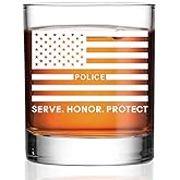 Perfectinsoy Police Serve Honor Protect Whiskey Glass, Whiskey Glass Gifts for PD Officer Sheriff Police Student, Law Enforcement First Responder, Father's Day Gifts for Men Dad Veteran