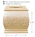 Creative Scents Shannon Tissue Box Cover Square - Decorative Tissue Box Holder for Bathroom - Beige and Gold Tissue Cover with Durable Bottom Slider