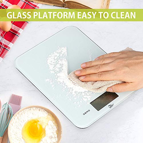 Uten Digital Kitchen Food Scale with Back-Lit LCD Display, Tempered Glass Surface Touch Screen, Battery Included - Thumbnail 5