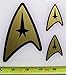 Star Trek Starfleet Federation - Command Com Badge Set of 3 HQ 2 Color Gold Metallic on High Gloss Black Vinyl Sticker Decal!