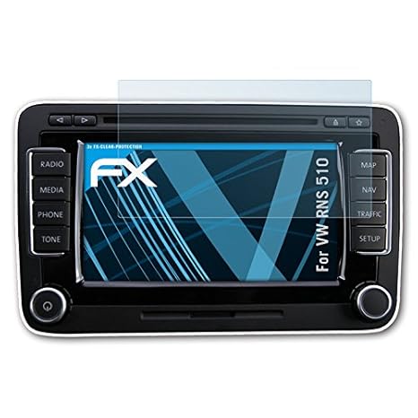 atFoliX Schutzfolie kompatibel mit VW RNS 510 Folie, ultraklare FX Displayschutzfolie (3X)