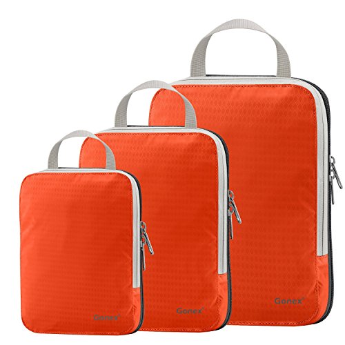 Set of 3 Gonex Packing Cubes, Clothing Compression Cube Extensible Storage Bags Organizers(Orange)