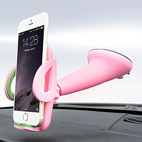 Windshield Dashboard Universal Car Mount, cell phone holder for General Mobile Phones Car Holder for iphone SE 7 7Plus 6 6 plus 5 5s 4s Android Samsung Galaxy S6 S5 Note 4 and Smartphones (Pink)