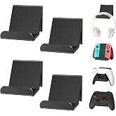 6amLifestyle 4 Pack Controller Holder Stand Built in Anti-Slip Pads for PS5 PS4 Xbox One Switch Pro Gamepad Controller Wall Mount Adhesive/Screws, Universal Controller Accessories Shark 14 Mini，Black