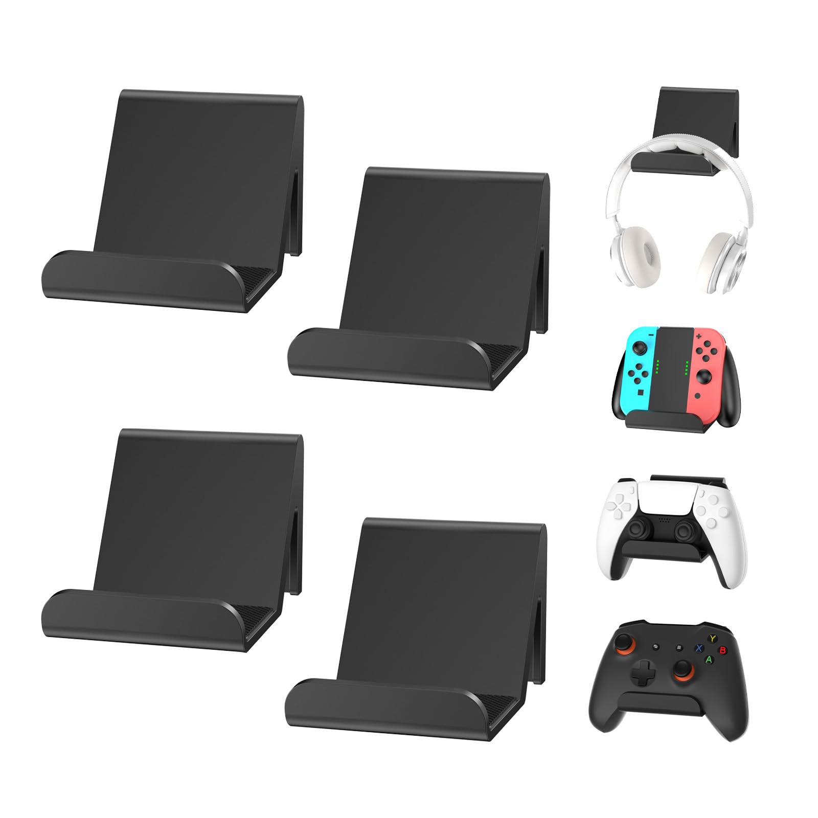 6amLifestyle 4 Pack Controller Holder Stand Built in Anti-Slip Pads for PS5 PS4 Xbox One Switch Pro Gamepad Controller Wall Mount Adhesive/Screws, Universal Controller Accessories Shark 14 Mini