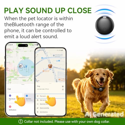 Traceur GPS pour Chat et Chien, Collier GPS Chat Chien sans Abonnement, Collier Localisateur Chien Traceur Compatible iOS et Android avec IP67 Étanche, Pour Chiens et Chats et Autres (noir)