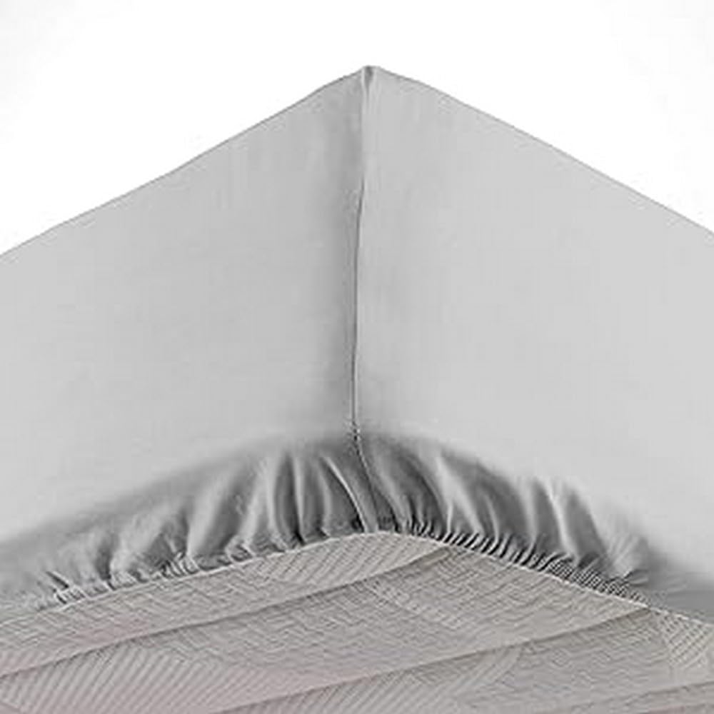 Douceur d'Intérieur Double Fitted Sheet 140 x 190 cm Microfibre Plain Oscar Light Grey 100% Polyester