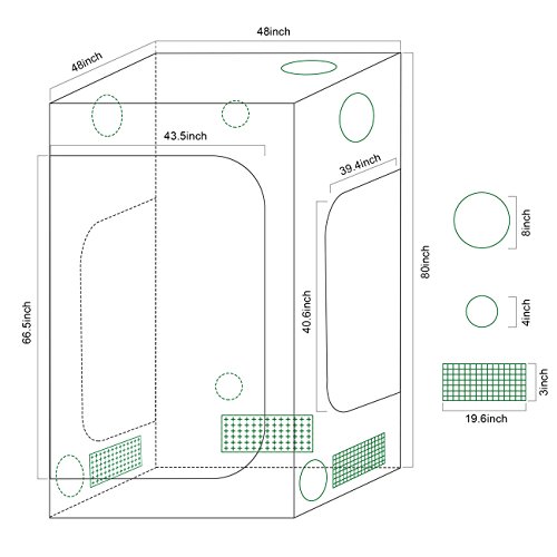 SHINE HAI Grow Tent 48"x48"x80" Mylar Hydroponic Growing Tent with Observation Window, Removable Floor Tray for Indoor Plant Growing 4'x4', Fruits Flowers Vegetables Growing