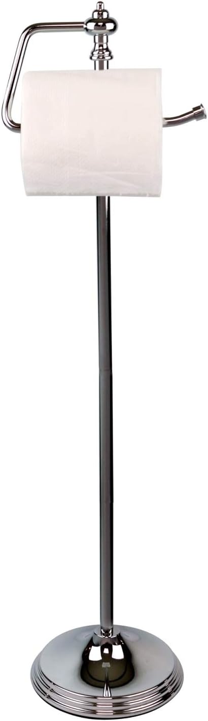 SunnyPoint Bathroom Free Standing Toilet Tissue Paper Roll Holder Stand with Reserve Function, Chrome Finish: Home & Kitchen