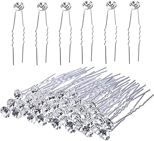 40 Pack Bridal Wedding Hair Pins Rhinestone Hair Clips Accessorie U shaped hair Clips Crystal Hair Pins Wedding Hair Accessories for Women and Girls